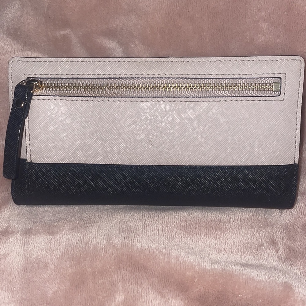 Kate Spade Large Slim Bifold Wallet - mauve/muted pink and black - Picture 5 of 15